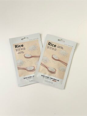 🌸MISSHA Airy Fit Facial Sheet Mask in Rice x 2